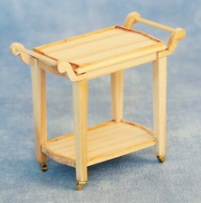 Dolls House Serving Trolley Natural Finish Wooden 2 Tier Tea 1:12 Scale tumdee