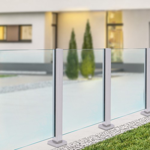Glass railing post 304 - railing,