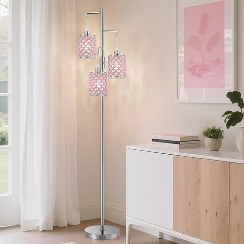 Pink crystal floor lamp - pink, 3