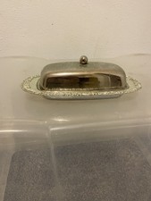 vintage silver-plated butter dish with a lid And Handle 3 Piece
