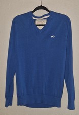 Moods Of Norway V-Neck 100% Merino Wool Sweater Mens M Blue Warm Soft