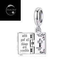 Sterling Silver 925 Charm Holy Bible Pendant Dangle Friend Family Wife Daughter