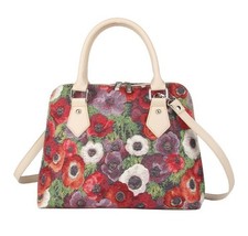Signare Anemone Flower Cream Art Tapestry 2 in 1 Convertible Shoulder Grab Bag