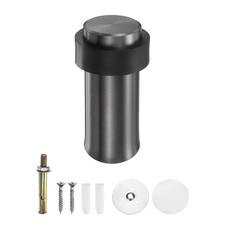 Cylindrical Door Stopper, 3.1" Height Door Stop with Rubber Bumper, Gray