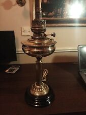 ANTIQUE BRASS OIL LAMP- VERITAS CERAMIC BASE  