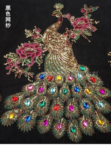 Sequin embroidered peacock - embroidered,