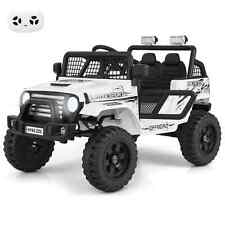 Kids Ride on Jeep Car 12V Electric Vehicle w/Remote Control & LED Lights-White