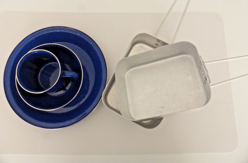 Enamel blue bowl mug - bowl, set