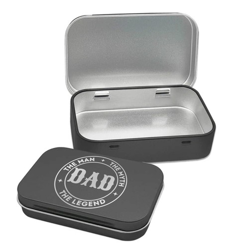 Tobacco tin black with hinged - tobacco,