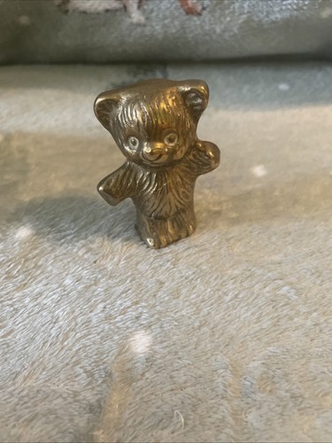 Vintage miniature brass teddy - miniature,