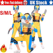 UK Kids Wolverine Book Day Costume Tight Muscle Suit Cosplay Party Fancy Dress