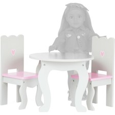 Chad Valley Designafriend Wooden Dining Table Chair For DAF Doll Pink & Grey