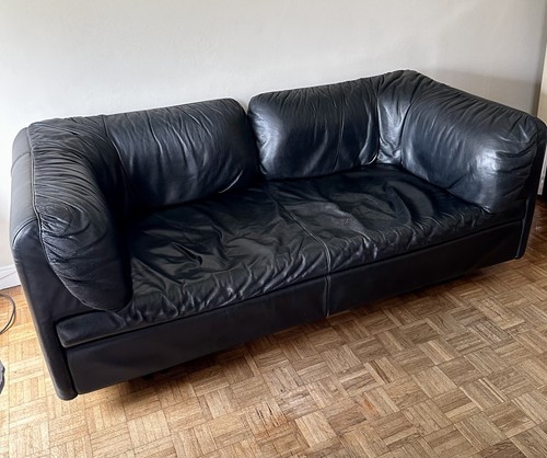 Black leather two seater - black,