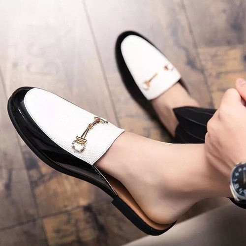 Handmade twotone leather mule - handmade,