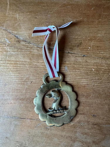 Vintage brass hanging horse - vintage,