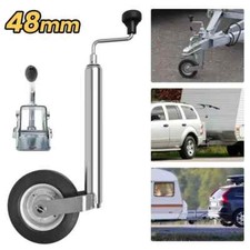 Heavy Duty Jockey Wheel with Clamp 48mm Caravan Trailer Galvanised Solid Tyre UK