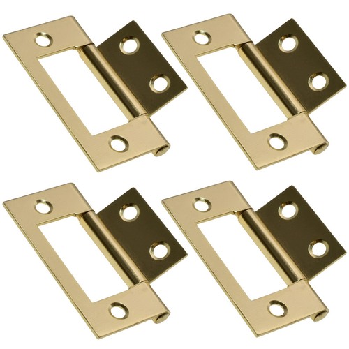 Small brass flush hinges - flush, 4pc