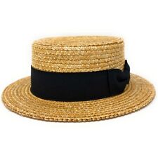 Traditional Wheat Straw Boater Hat with Black Band
