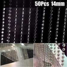 50 CHANDELIER LIGHT CRYSTALS DROPLETS GLASS BEADS-DROPS 14mm LAMP PARTS