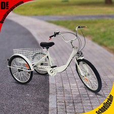 24" 3 Wheel Tricycle for Adults 6 Speed Bicycle Trike with Light & Shopping Basket