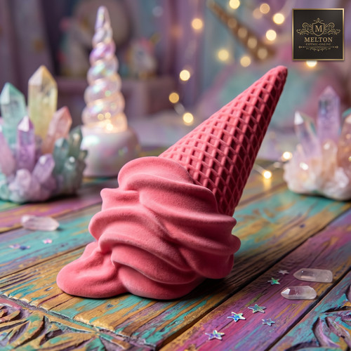 Ice cream sculpture pink resin - ice,