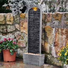 Garden Water Feature Outdoor LED Fountain Straight Waterfall Grey Teamson