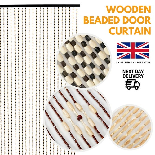 Wooden beaded door - door, curtains