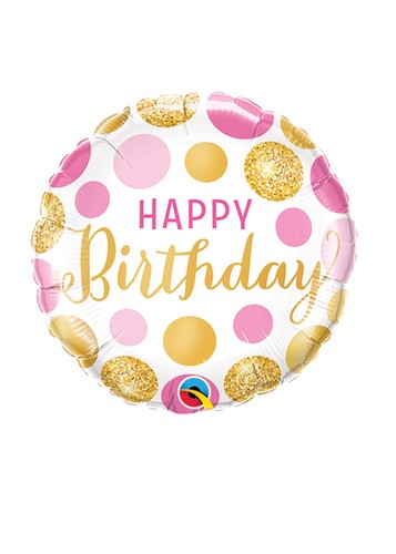 Birthday pink and gold dots - birthday,