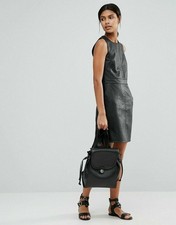 NEW Womens Black Leather Dress