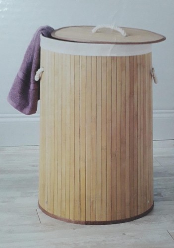 Bamboo laundry hamper round - laundry,