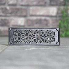 Deluxe Flower Design 9 x 3.1" Black Cast Iron Air Brick with Mesh
