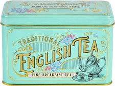 New English Teas Vintage Victorian Tea Tin with 40 English Breakfast Tea Bags