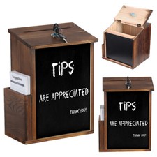 Rustic Wooden Lockable Suggestion Ballot Charity Box Wall Mounted/ Free Standing