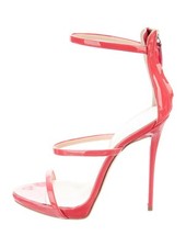 Giuseppe Zanotti Harmony Orange Patent Leather Sandals SZ 37 New With Box