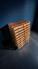 1940s Bank Of 20 Oak Index Drawers. Apothecary, Filing,Storage,Chest Of Drawers