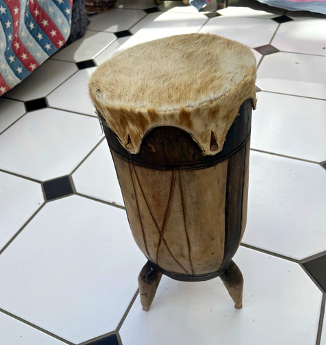 Hand carved african drum - african,