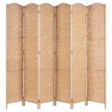 Hartleys Solid Room Divider Natural Colour Weave 6 Panel Privacy Screen #764