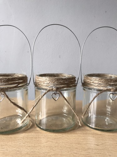 Hanging glass jar heart tea