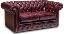 Chesterfield Plus Two Seater Sofa In Antique Oxblood Red