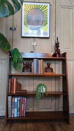 Antique oak open bookcase - antique,
