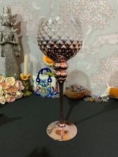 Stunning long stem pincone glass candle holder pink and clear 35cm tall