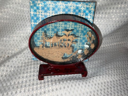Chinese cork carving diorama - carving,