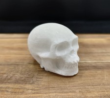 White Calcite Skull Carving