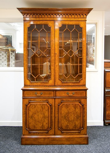 English burr walnut breakfront - english,