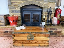 Camphor Wood Campaign Chest, Vintage Wooden Storage Trunk, Blanket Box,