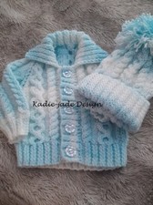 Baby Knitting Pattern #134 -To make Cabled Cardigan & Hat in sizes 0-3/3-6m
