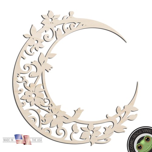 Floral crescent moon laser - floral,