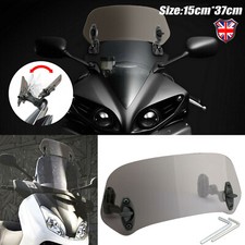 Motorcycle Large Smoke Windshield Clip On Extension Spoiler Adjustable Deflector