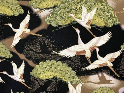 Oriental cranes fabric