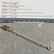 925 Sterling Silver Extender Extension Chain Lobster Clasp For Necklace Bracelet